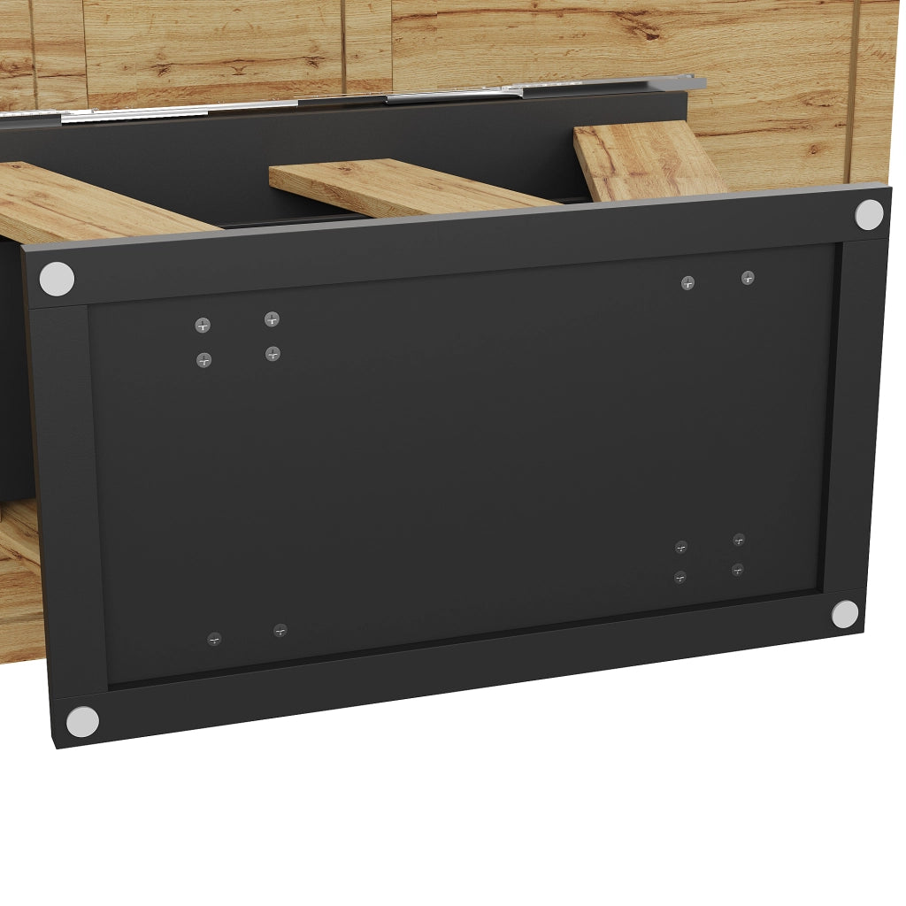 Tavolo allungabile moderno 119-158,5 x 80 x 75 cm con piano in MDF, struttura con gambe a W, colore nero/naturale