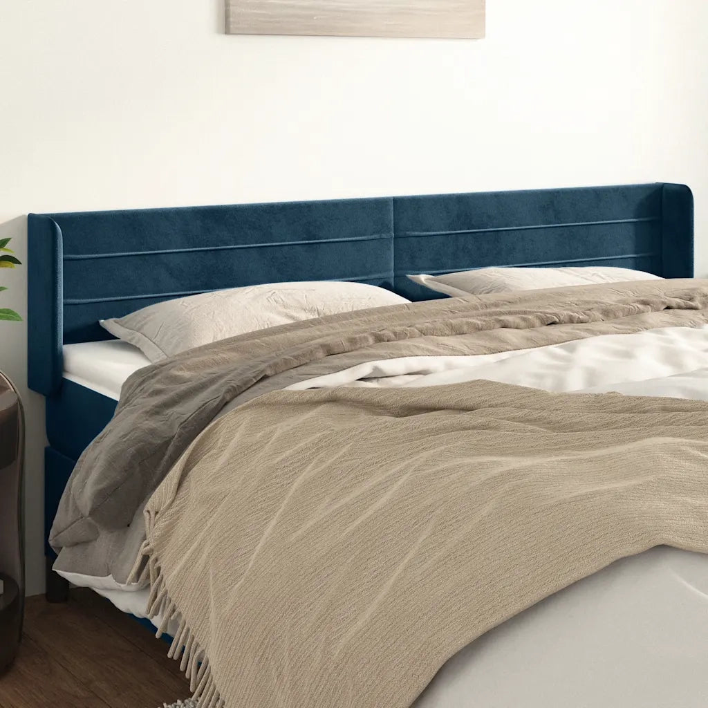 Testiera ad Orecchio Blu Scuro 203x16x78/88 cm in Velluto