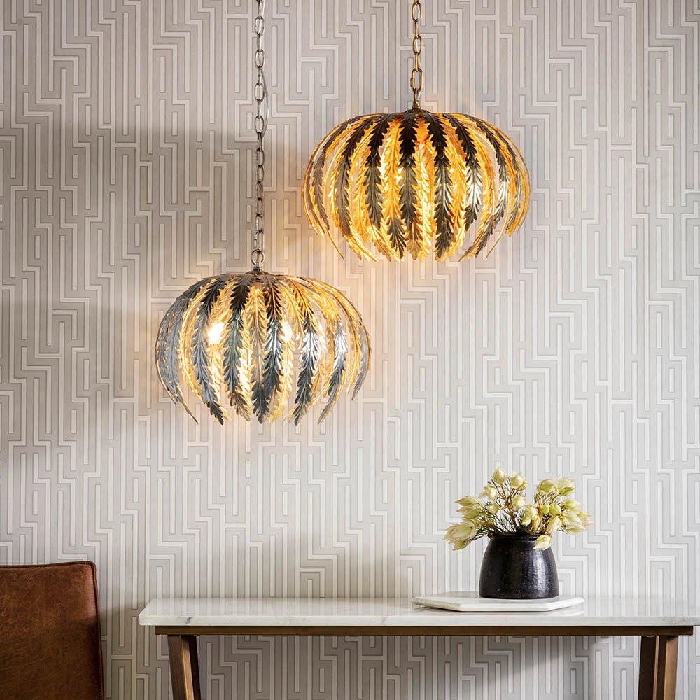 Lampadario Art Déco oro foglia 3xE14 Endon Delphine