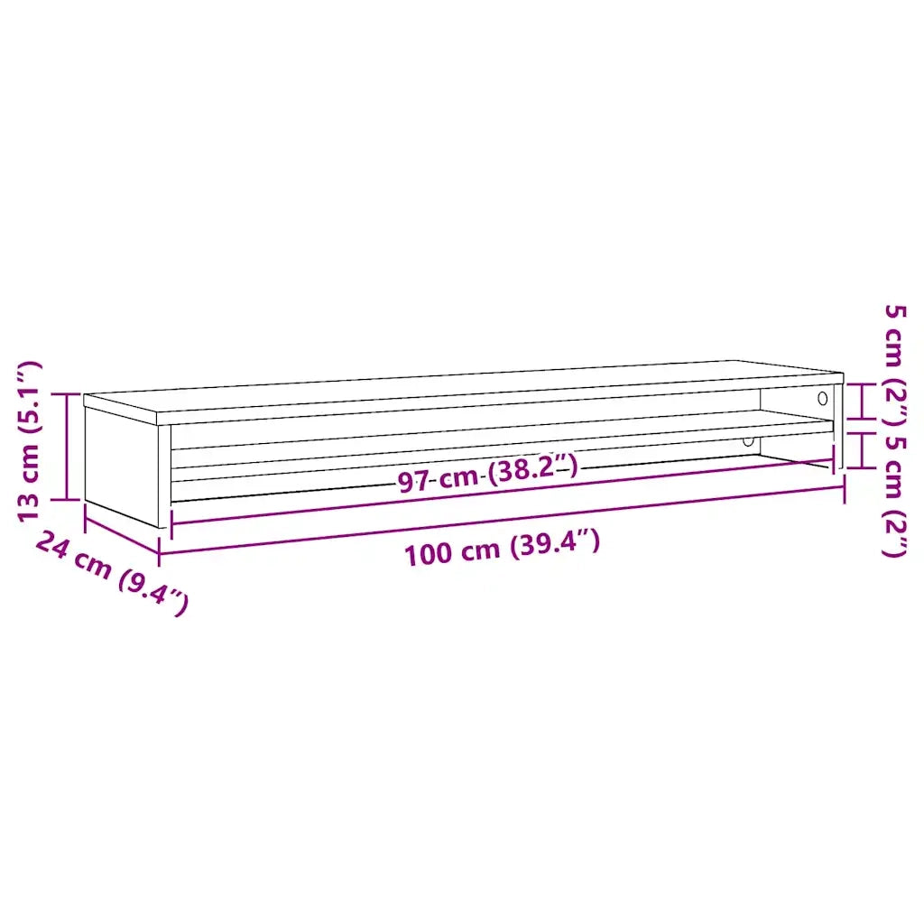 Supporto per Monitor Rovere Nero 100x24x13 cm in Legno Agglomerato 862419