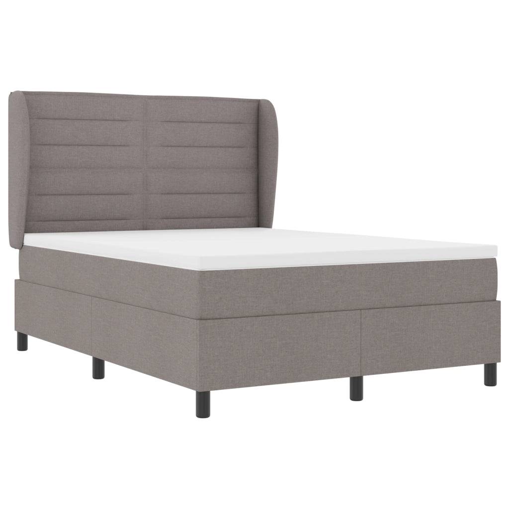 Letto Box Spring con Materasso Tortora 140x200 cm Tessuto
