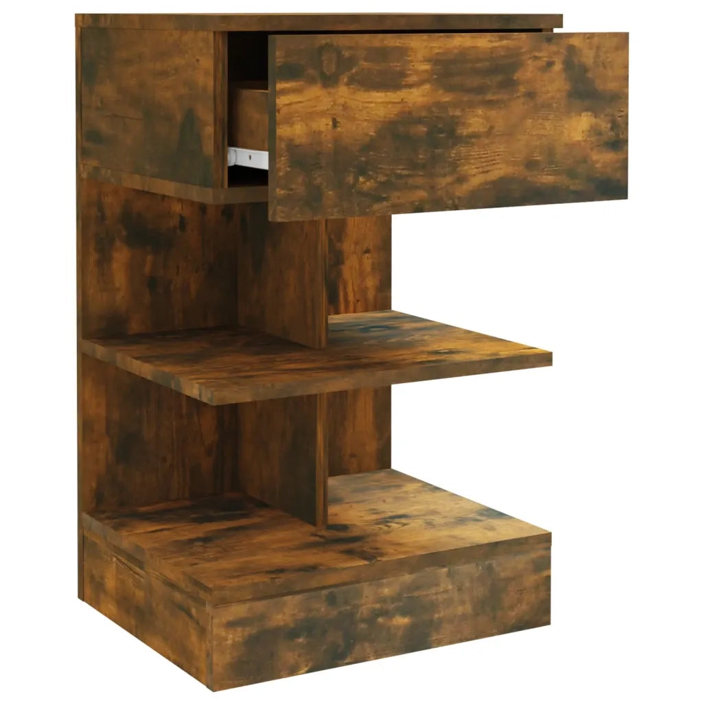 Comodino Rovere Fumo 40x35x65 cm in Legno Multistrato 816041