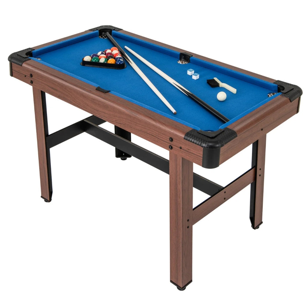 Tavolo da biliardo compatto 122 x 61 x 76 cm con set completo elegante finitura MDF velluto blu 20_0013902