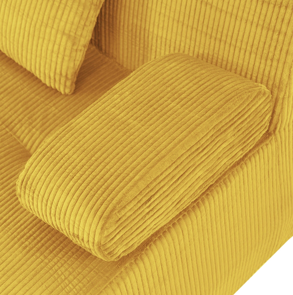 Divano modulare 4 posti in velluto a coste giallo, 4 moduli, 311 cm