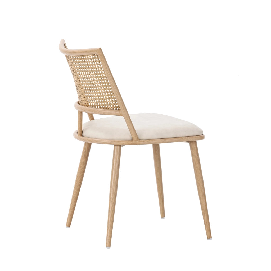 Set di 2 sedie da pranzo beige in rattan con seduta in PU