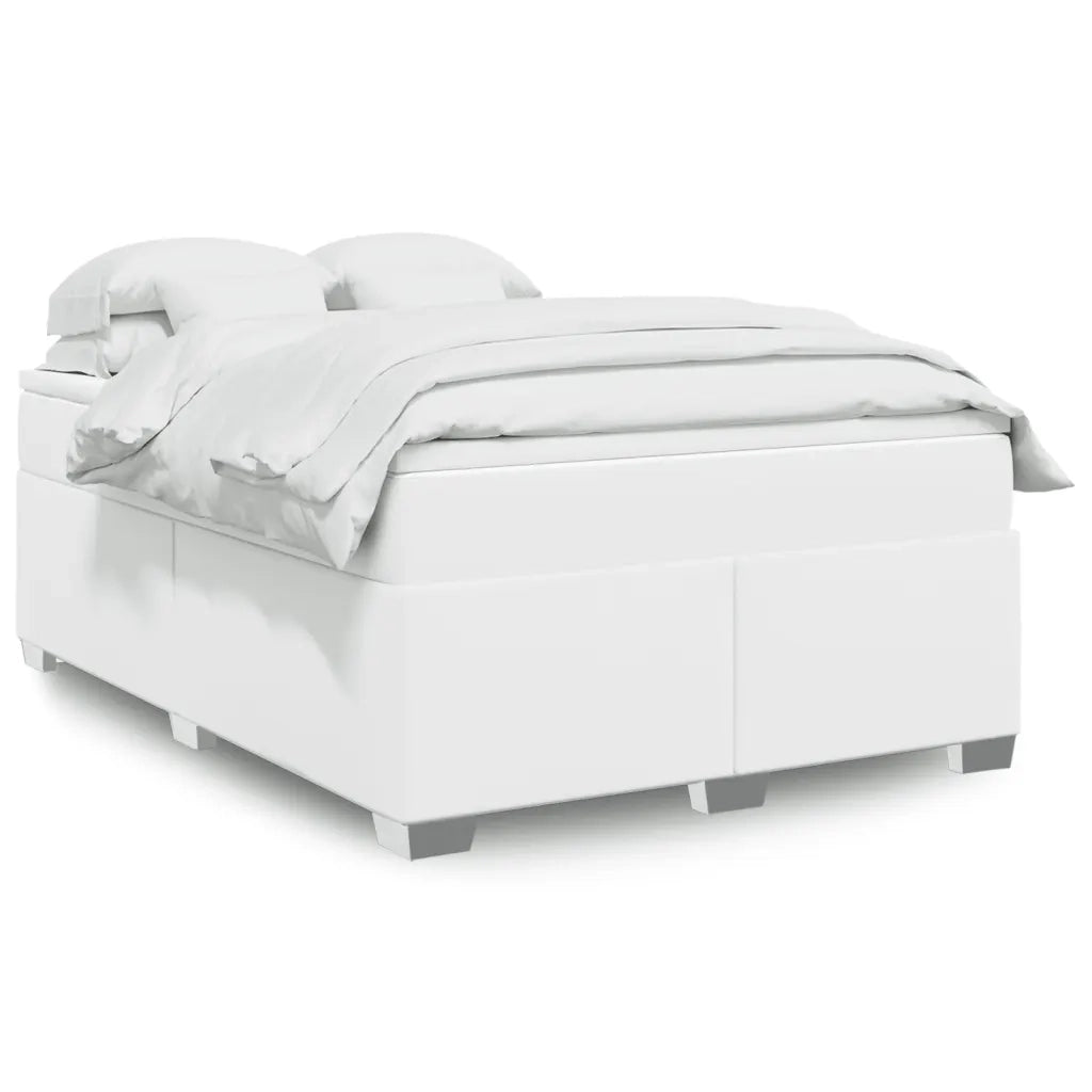 Giroletto a Molle con Materasso Bianco 140x190 cm in Similpelle