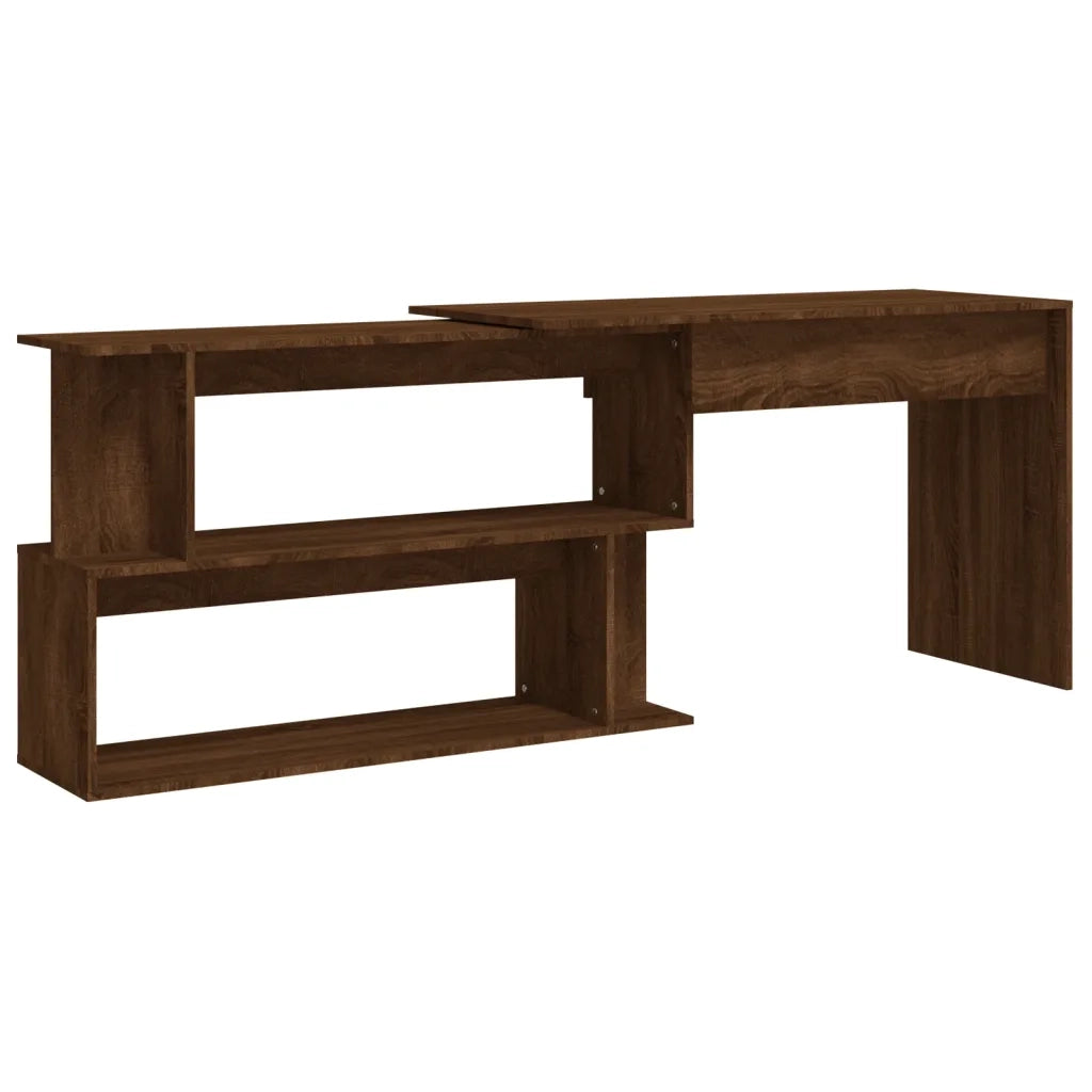 Scrivania | Tavolo da Ufficio Angolare Rovere Marrone 200x50x76cm Legno Multistrato
