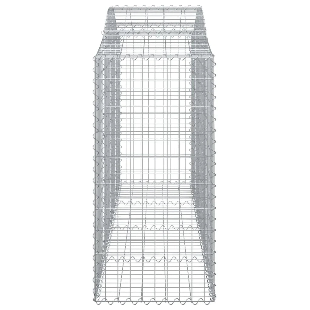 Cestini gabbioni recinzione a gabbia muro di contenimento ad arco 18 pezzi 200 x 50 x 100/120 cm ferro zincato argento 02_0040495