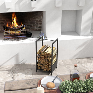 Scaffale Portalegna 39x35x76 cm in Acciaio Nero