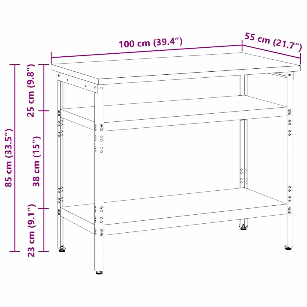Piano di lavoro con lo scaffale Grigio 100 x 55 x 85 cm 4103457