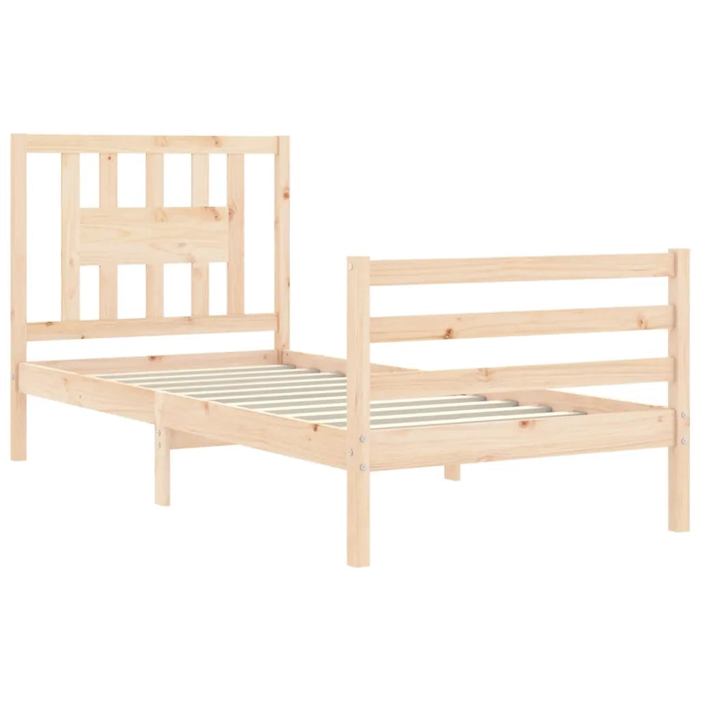 Giroletto con Testiera Single-Struttura Letto in Legno Massello 259127