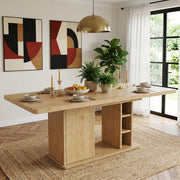 Tavolo da pranzo allungabile, 140/180 ¡Á 80 cm, per 6¨C8 persone, con vano portaoggetti, color legno naturale