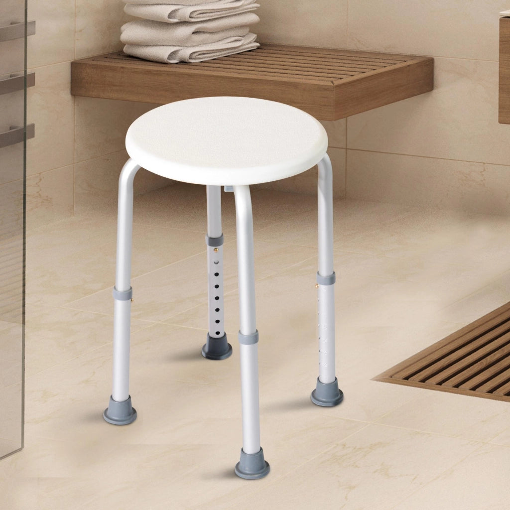 Sgabello da Doccia regolabile in Altezza ¨C Zephmum ¨C Bianco HDPE Antiscivolo