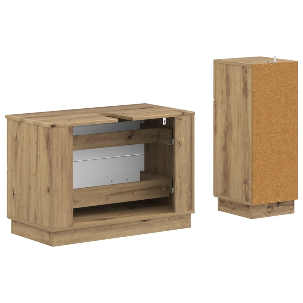 Set di Armadi da Bagno da 2 Pezzi HOORN Rovere Artigianale 3417719