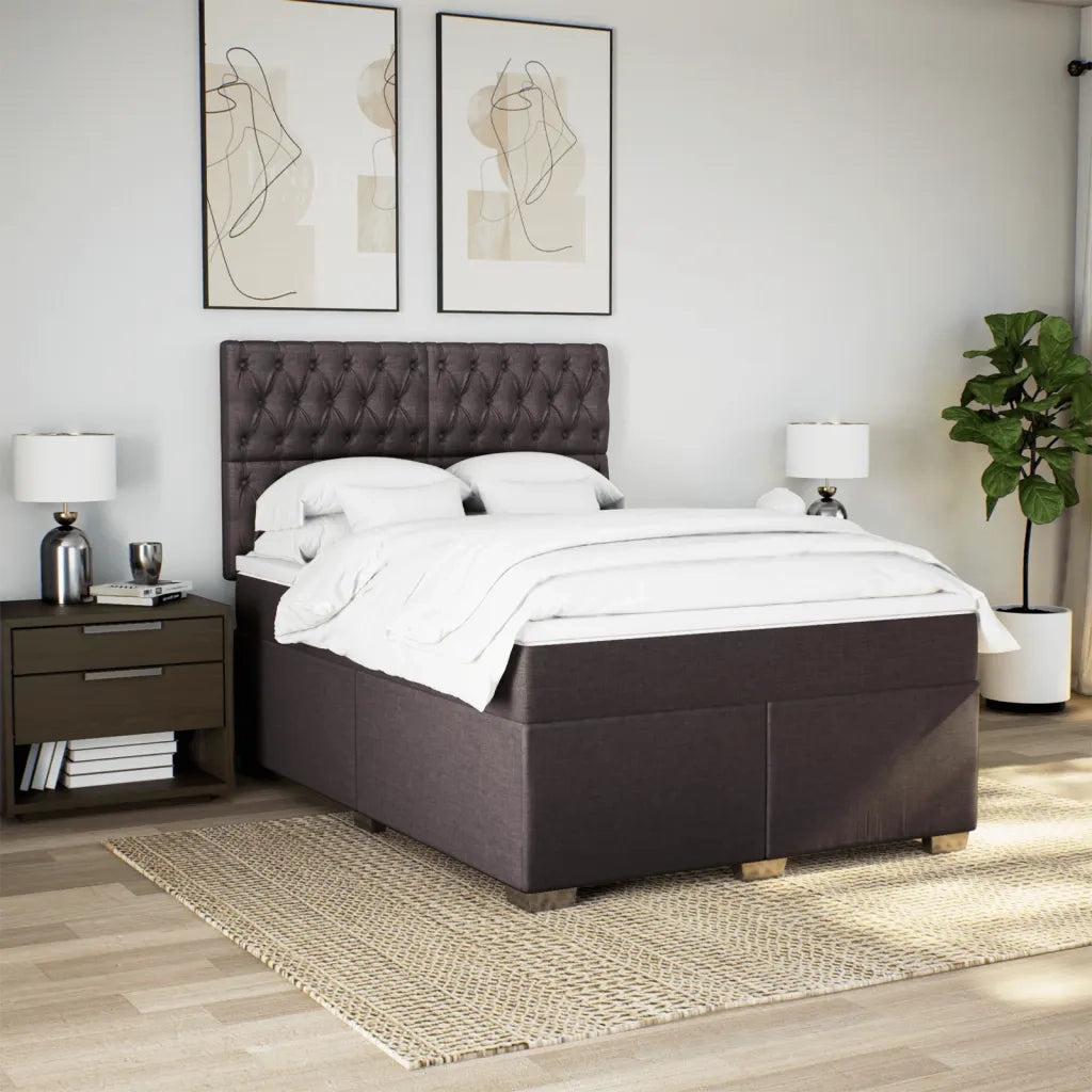 Giroletto a Molle con Materasso Marrone Scuro 140x200cm Tessuto 3292821