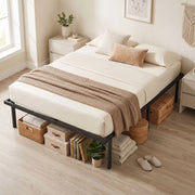Struttura letto in metallo 140 x 200 cm, letto matrimoniale nero con spazio contenitore sotto il letto e rete a doghe, montaggio semplice