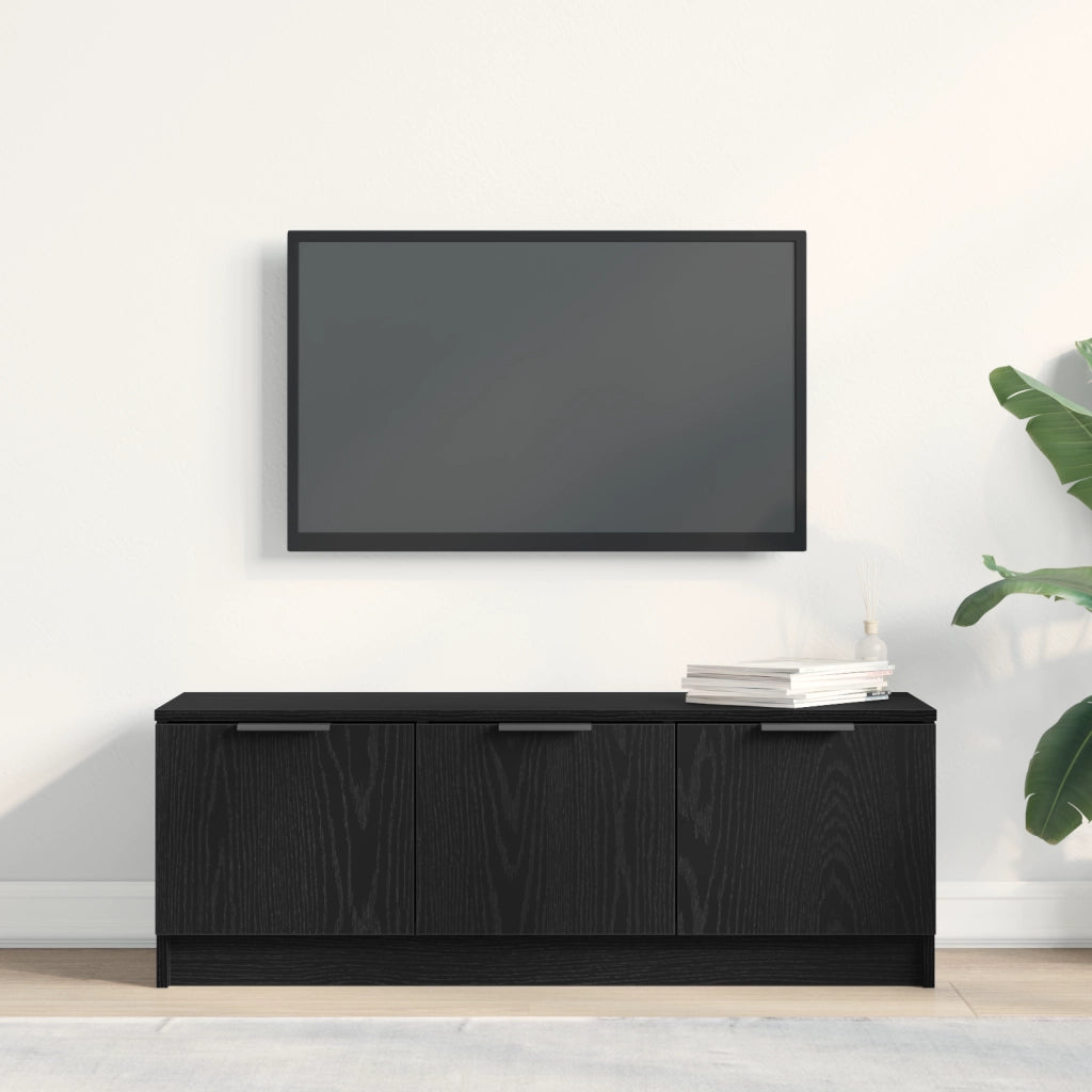 Mobile TV  Nero Rovere 102x35x36,5 cm Legno ingegnerizzato