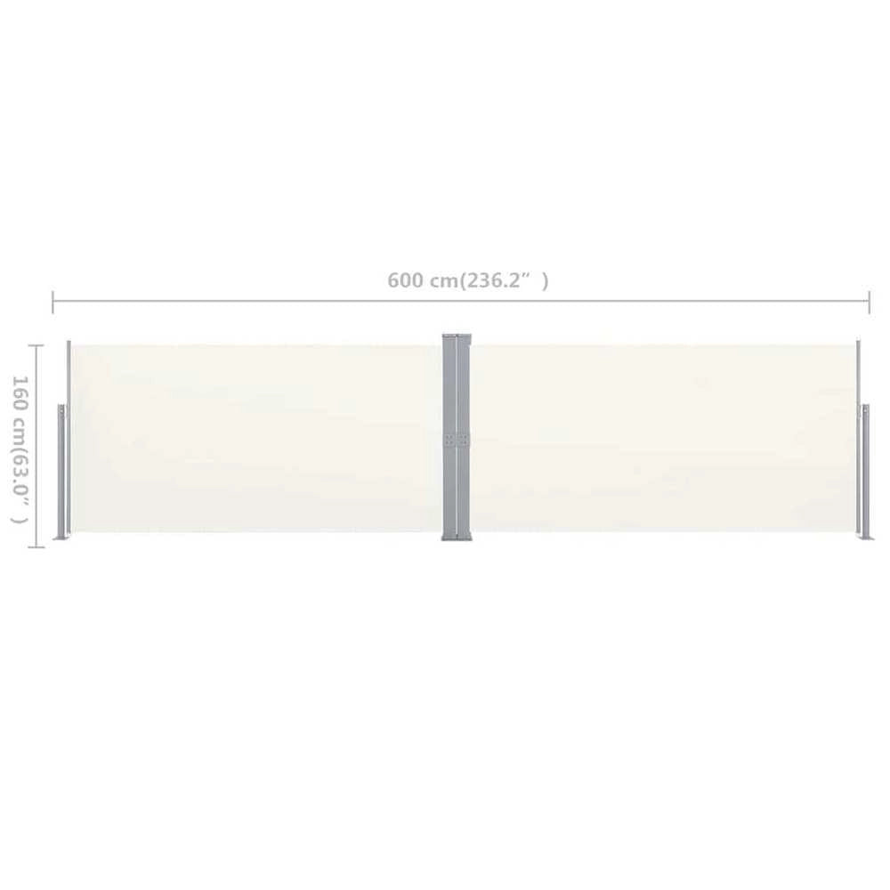 Extendable Side Awning 160x600 Cm Cream