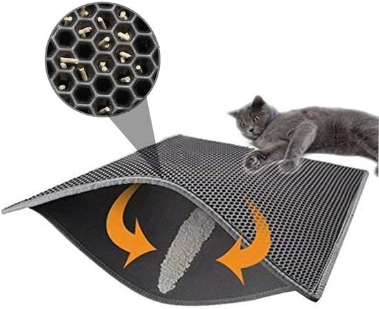 Matte per gatto op-pieghevole, doppia imbottitura, impermeabile, disegno di ragnatela, protegge pavimento e tappeto, facile da pulire (40 x 50 cm)