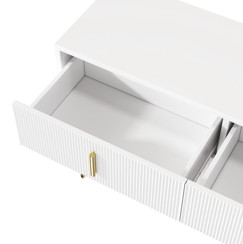 Sideboard 120x40x77 cm con sei cassetti; in truciolato; bianco e oro