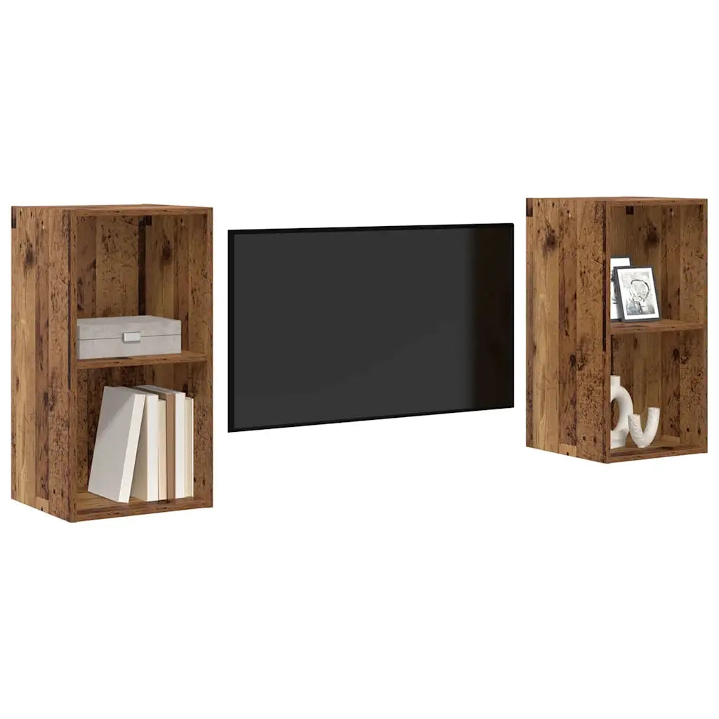 vidaXL Mobile TV da Parete 2 pcs Legno Antico 37 x 37 x 72 cm