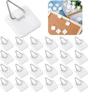 25 pezzi di chiodi da foto autoadesivi - chiodi per parete in plastica senza danni per foto e arte (quadrati, bianchi)