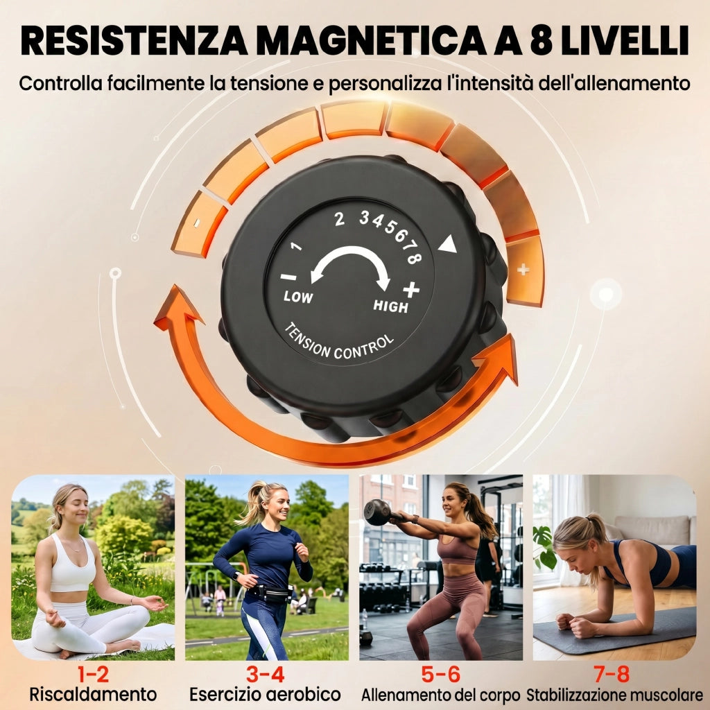 Cyclette Pieghevole con Resistenza Magnetica 8 Livelli. Sensore di Frequenza Cardiaca. Volano 2.5kg. Azzurro