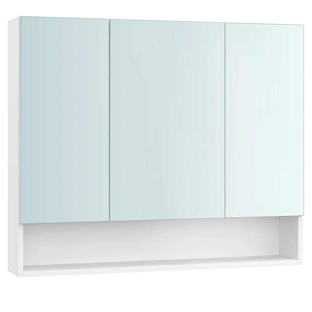 Mobiletto da bagno con ante a specchio mobile contenitore mobiletto a specchio da parete vano aperto ripiani regolabili 165 x 70 x 75 cm bianco 12_0004015