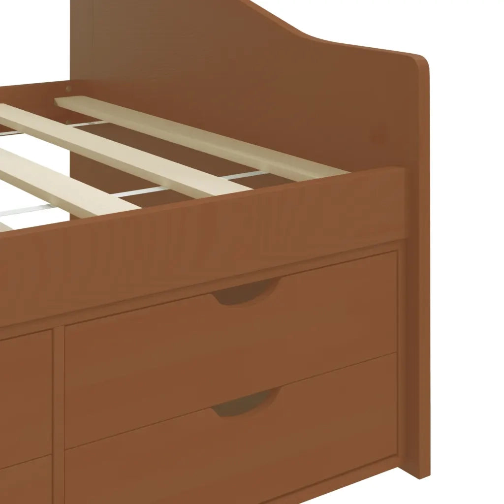 Divano letto | Sof¨¤ letto | Letto singolo 3 Posti senza Ambrato in Legno di Pino 90x200 cm