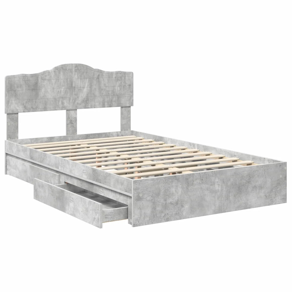 Letto con Contenitore con testiera Grigio cemento 135 x 190 cm 3413106