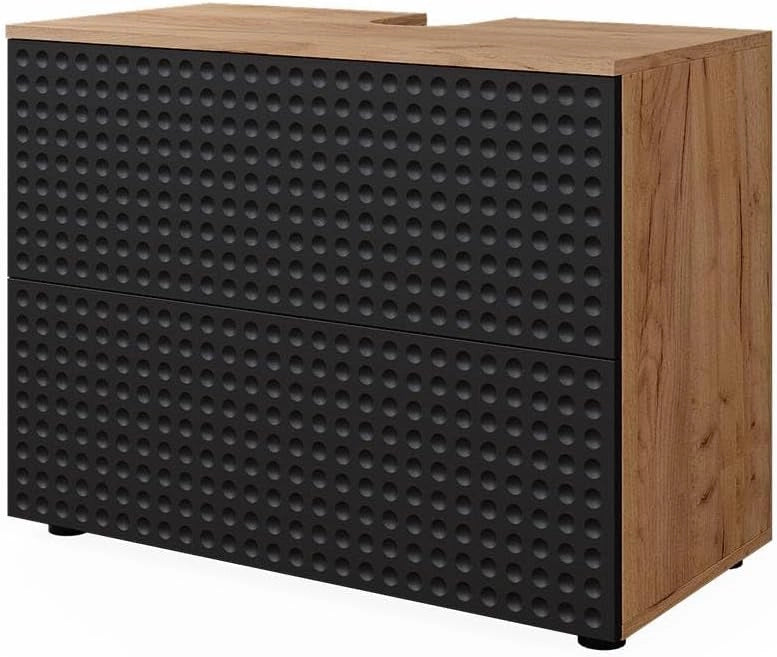 Mobiletto Irma, Antracite puntinato, 60 x 59 cm, con ritaglio per sifone e ripiano interno per conservazione