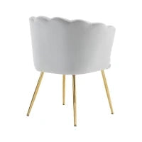 Poltrona Design Moderna in Velluto per Soggiorno con Schienale a Petalo e Gambe Metalliche Dorate, Cuscino a Farfalla, Grigio