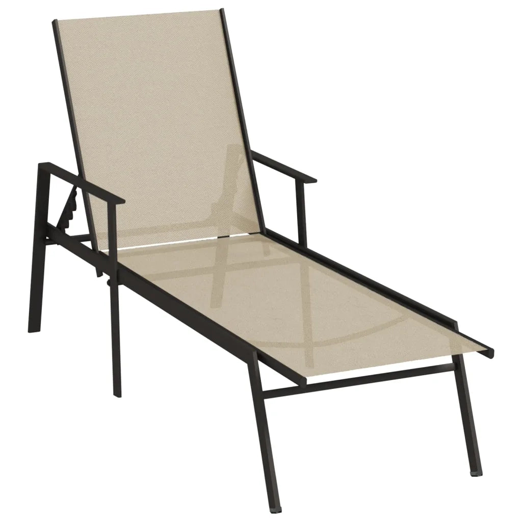 Lettino Prendisole in Acciaio e Textilene Crema 317597