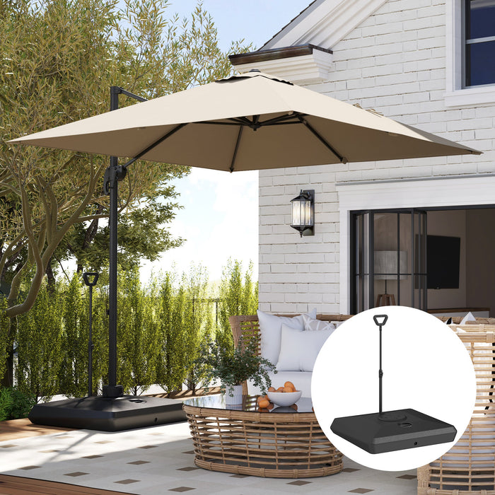 Base per Ombrellone a Sbalzo 95x95x117 cm Riempibile con Acqua o Sabbia in HDPE Nero