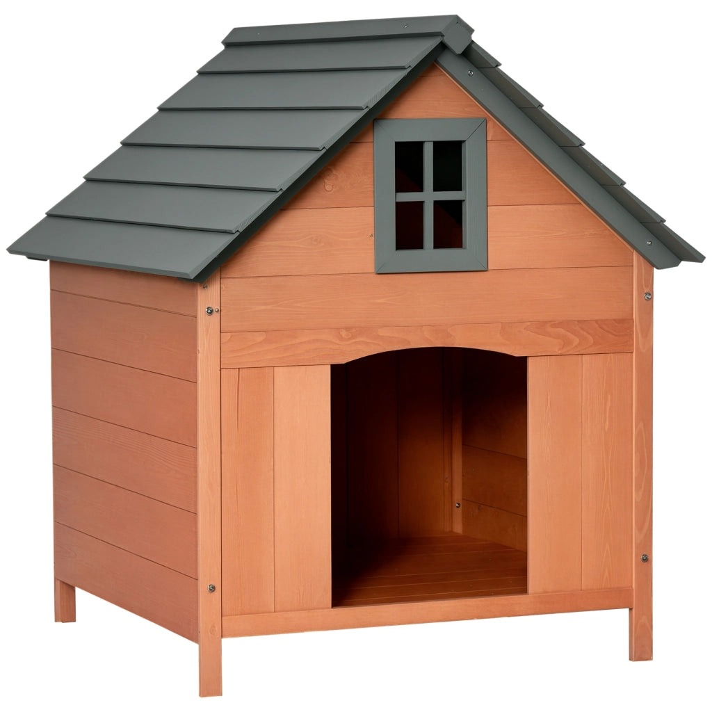 Cuccia per Cani da Esterno in Legno di Abete ¨C zephmum ¨C Grigio 81.3x91.5x98.5 cm