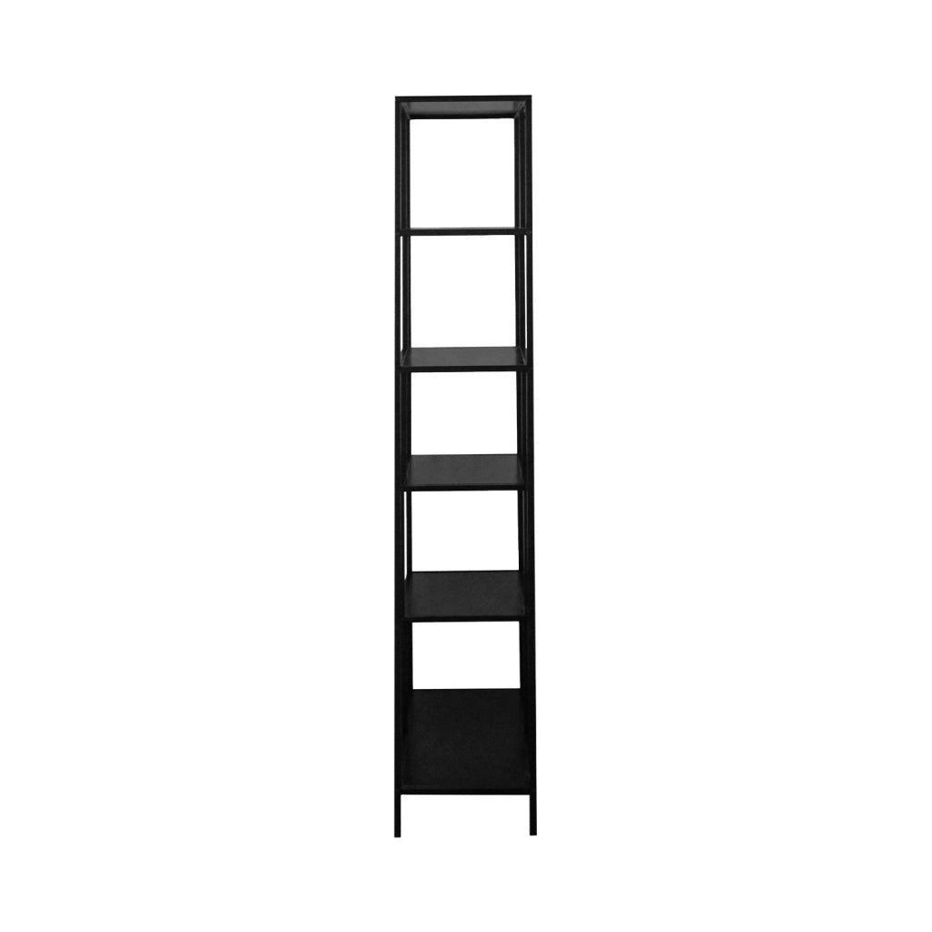 Libreria asimmetrica in metallo nero a 6 livelli, nero