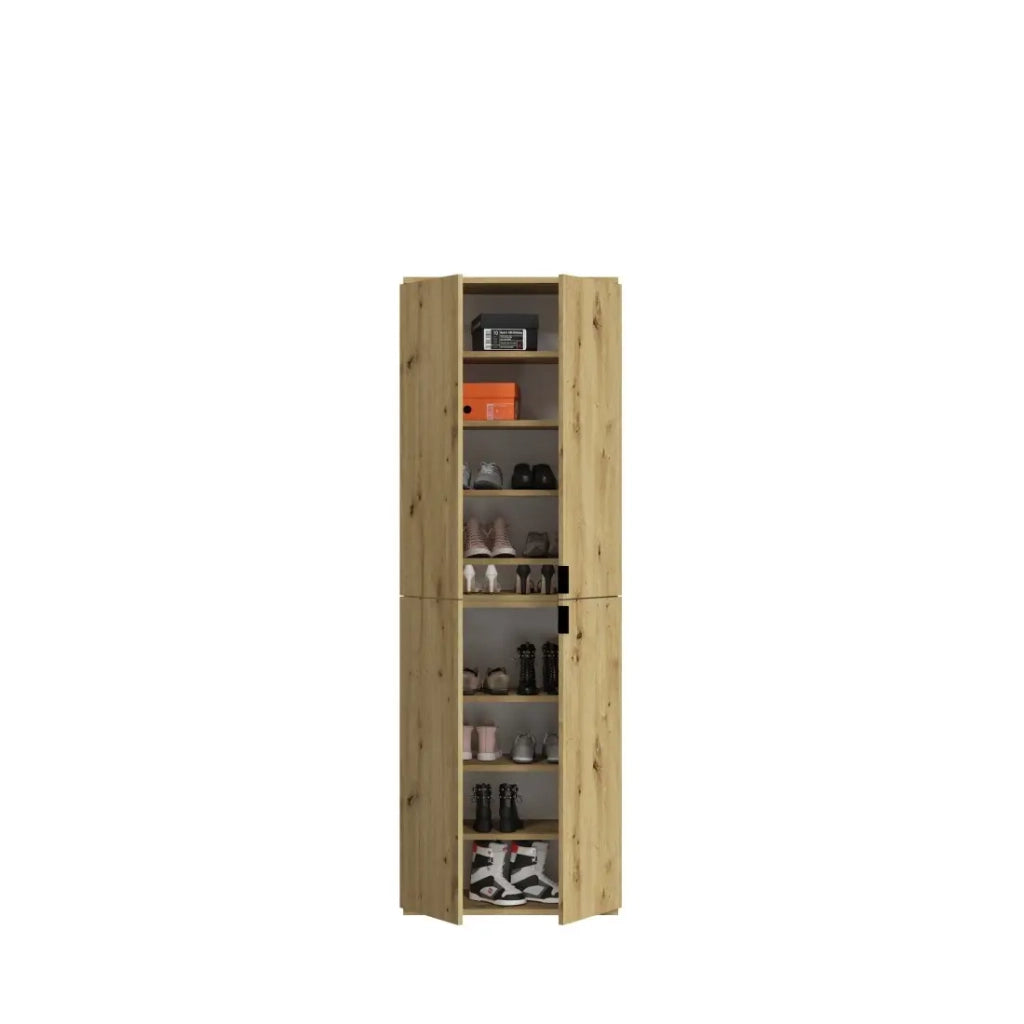 Armadio con 8 ante con specchi + appendiabiti + cassetti - Rovere chiaro - BODITE