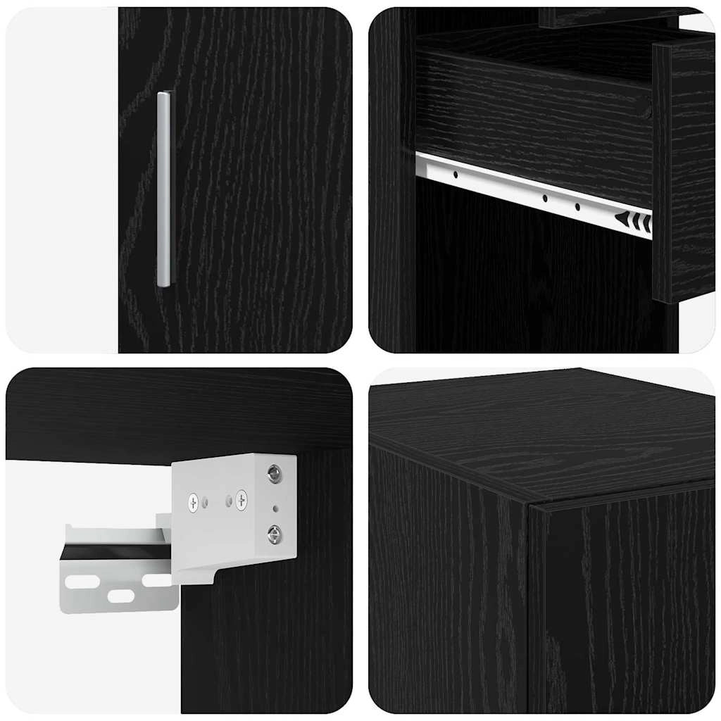 Mobiletto portaoggetti moderno e sottile 30 x 42,5 x 225 cm ampio spazio di archiviazione stile contemporaneo legno nero 02_0056007