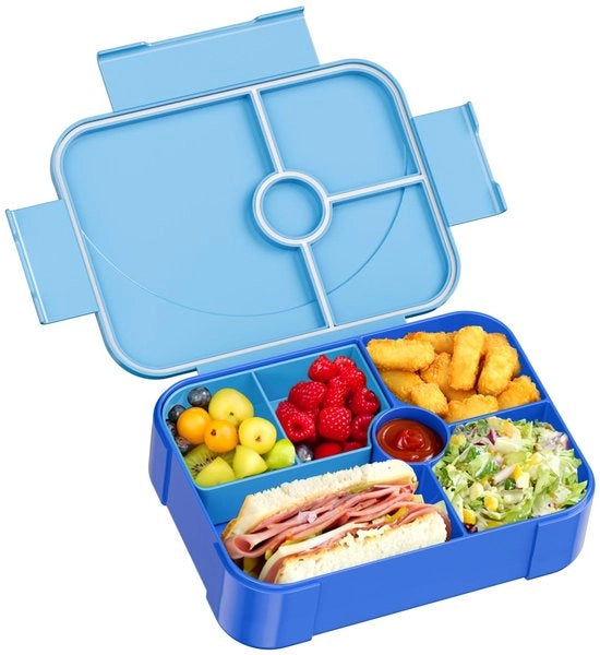Lunchbox per bambini con compartimenti, impermeabile, per ragazze e ragazzi, scatola per snack per bambini in età prescolare e scolastica (blu)