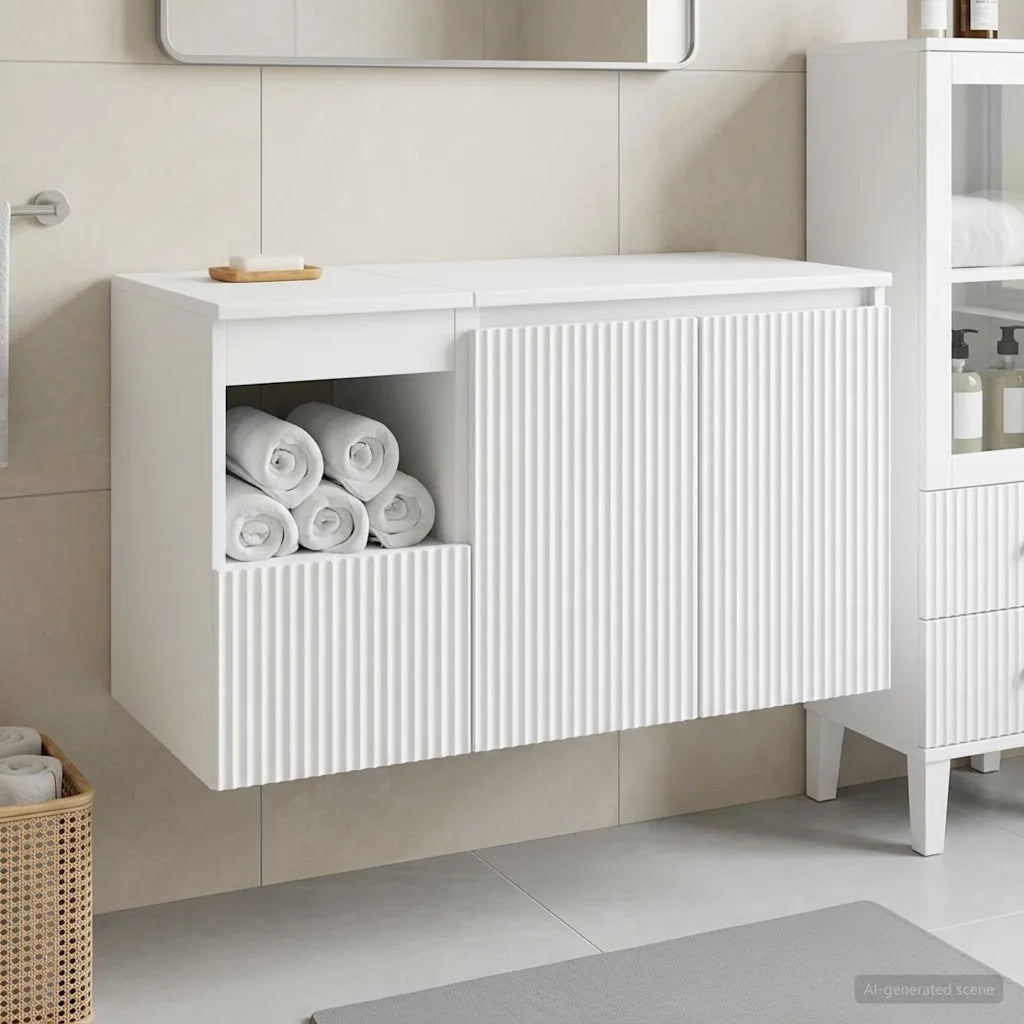 Set di mobili per il bagno 2 pz Bianco Legno ingegnerizzato 3404114