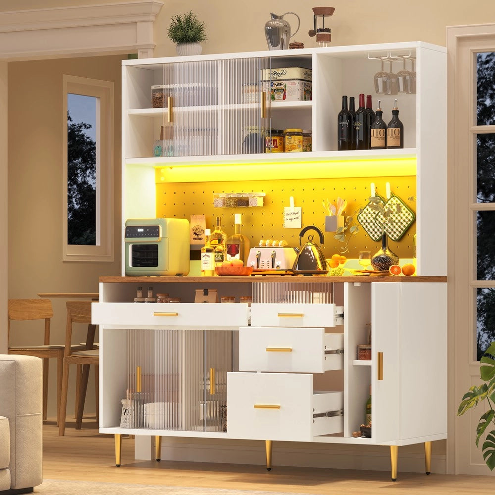 Armadio alto con LED e ripiani ¨C Minimal ¨C Bianco 145x39x171cm