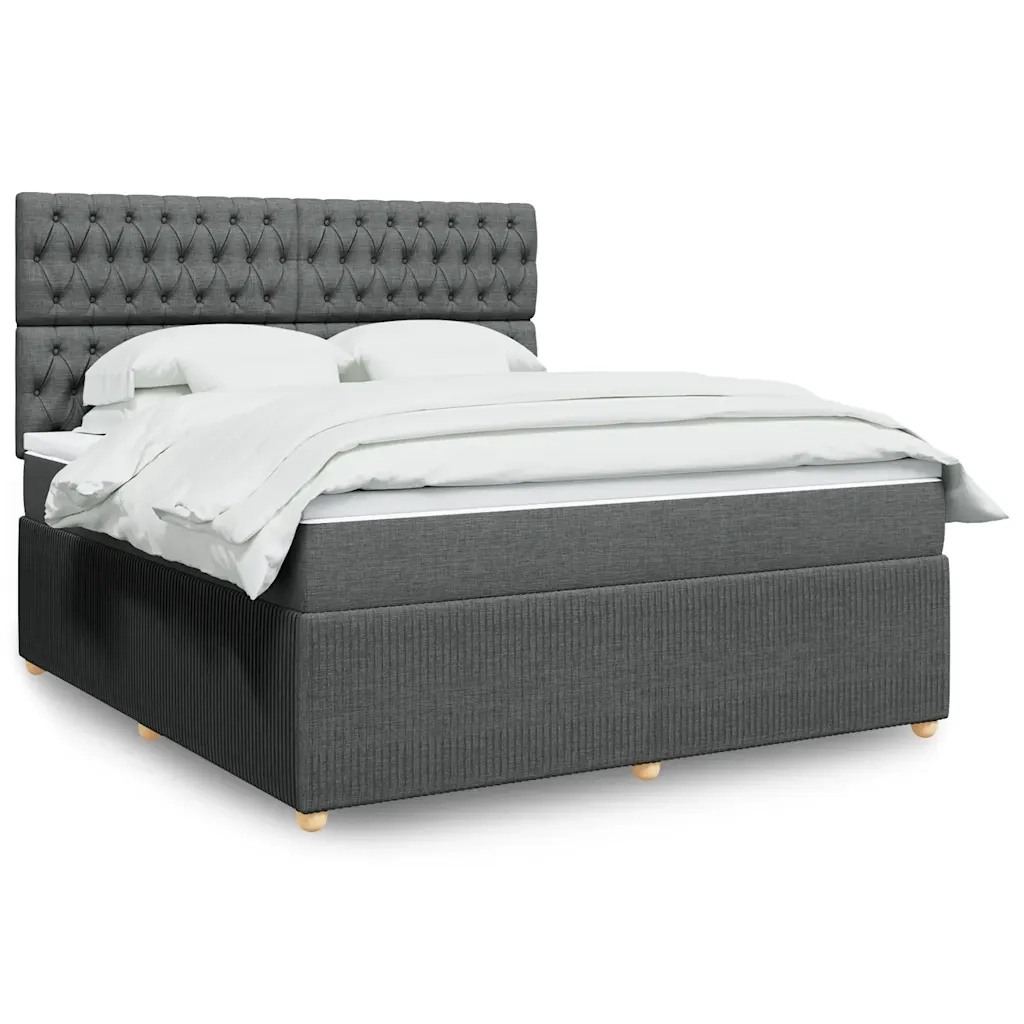 Giroletto a Molle con Materasso Grigio Scuro 180x200 cm Tessuto