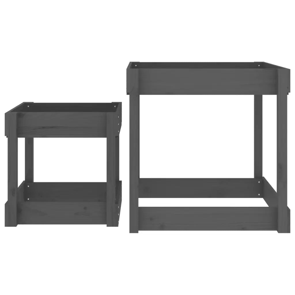 Tavoli Sabbiere 2 pz Grigi in Legno Massello di Pino 825053