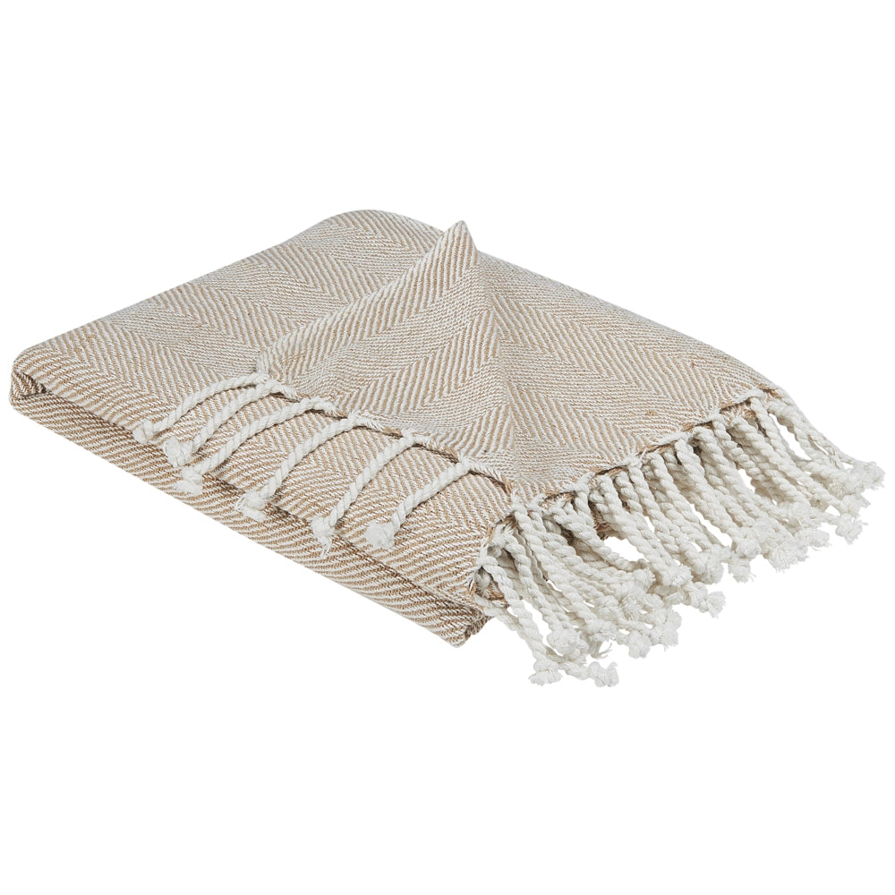 Coperta Beige Cotone 130 x 160 cm Copriletto Boho stile costiero