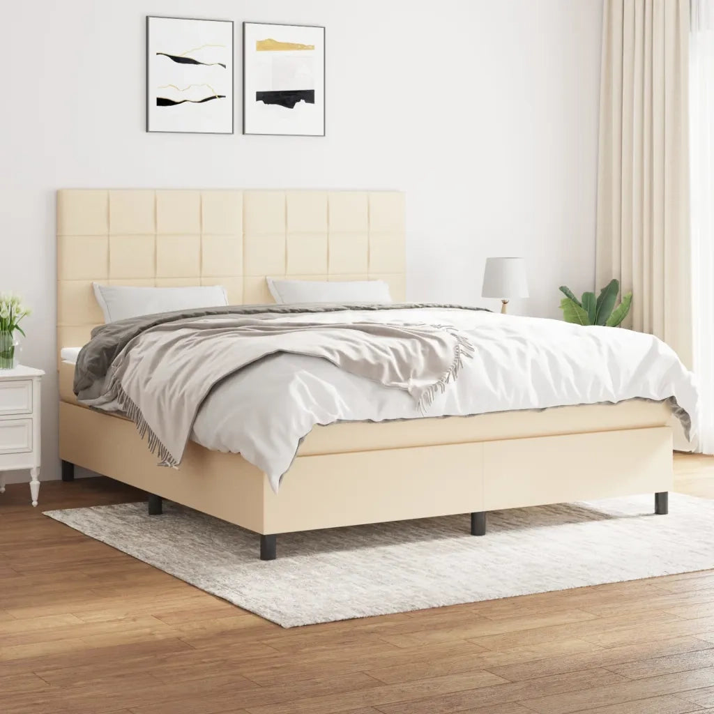 Giroletto a Molle con Materasso Crema 180x200 cm in Tessuto 3141798