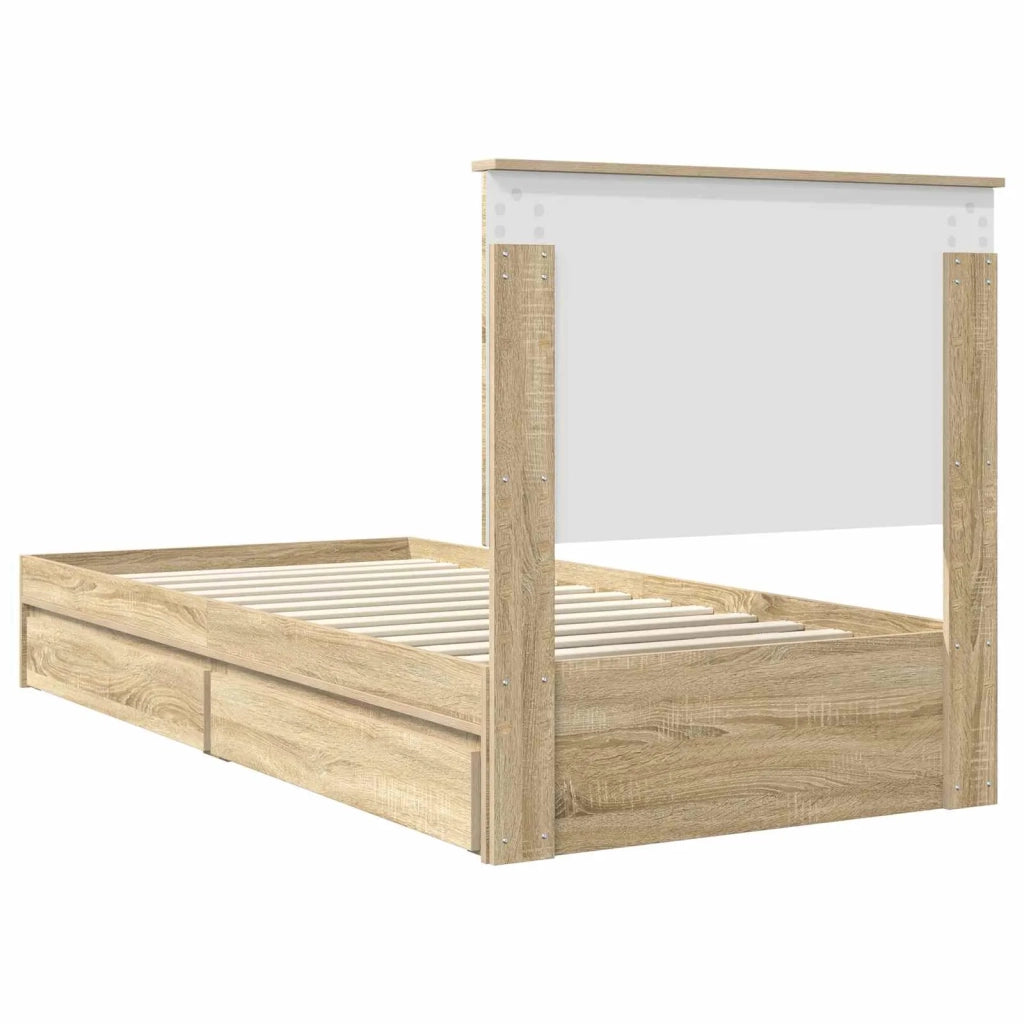 Letto con Contenitore con testiera Rovere Sonoma 90 x 200 cm