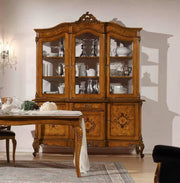Cristalliera in legno 3 porte 1 cassetto impero noce bassano 179x61xh230 - Mobili 2G