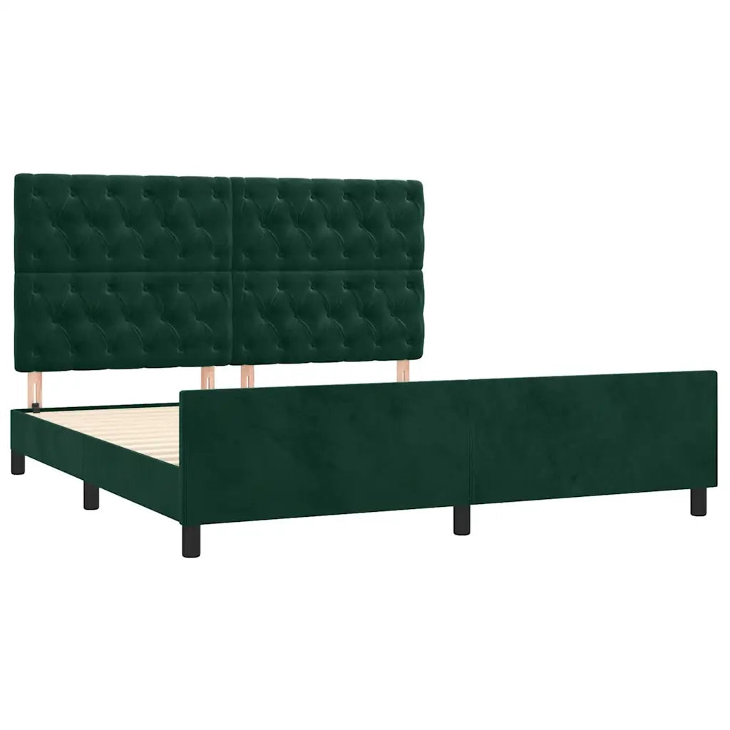 Giroletto senza Materasso Verde Scuro 160x200 cm in Velluto 3125949