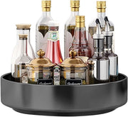 Tavolo Rotativo in Acciaio di 26 cm - Cassetto Organizzatore per Tavolo Rotativo in Legno Nero | Rack per Spezie con Grande Capacità e Rotazione, Supporto Antiscivolo per la Cucina | Accessori per l'Organizzazione della Cucina