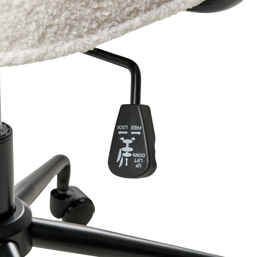 Sedia da ufficio in bouclè bianco sporco girevole con altezza regolabile e freno di sicurezza ufficio di casa studio